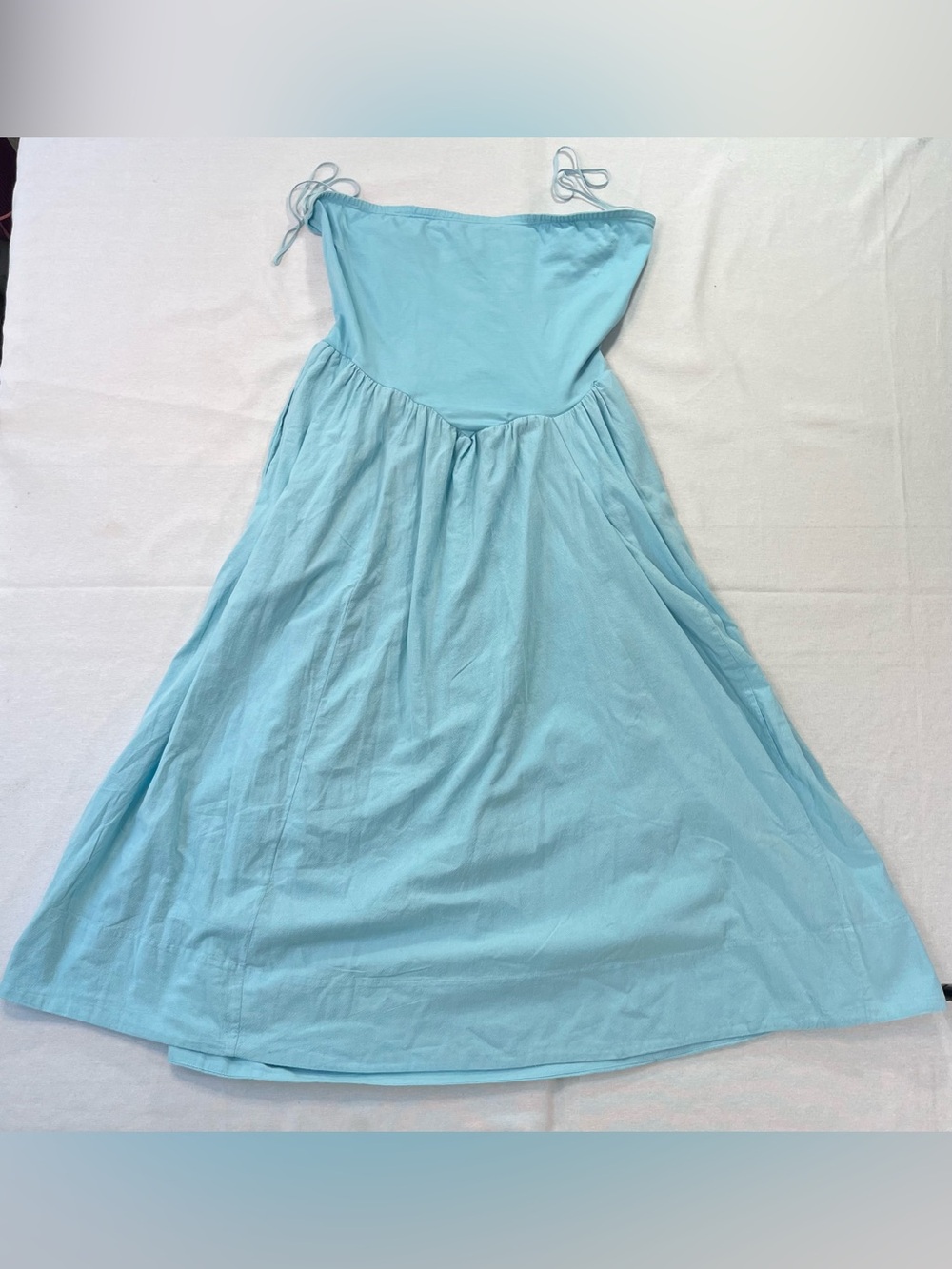 Free People Light Blue Strapless Onda Drip Waist Midi Dress Size Medium